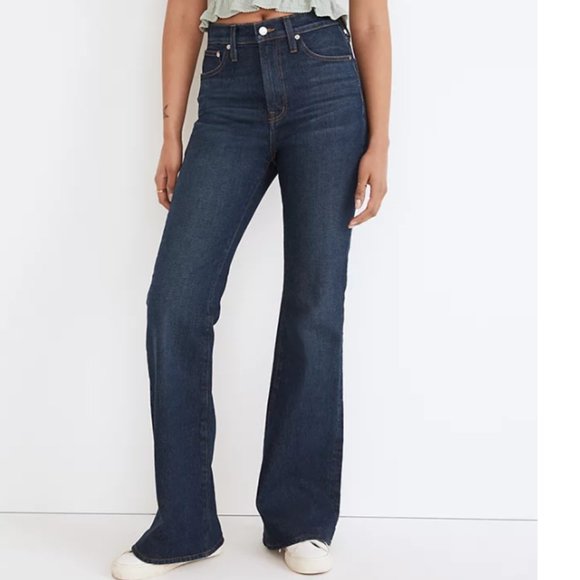 Madewell Denim - MADEWELL PERFECT VINTAGE HIGH RISE FLARE BEAUFORD WASH DARK INDIGO JEANS